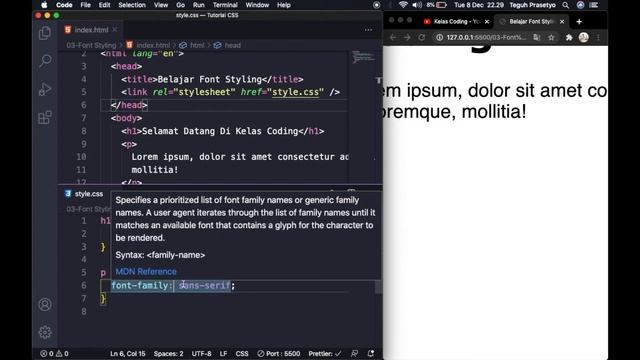 Belajar CSS Dasar Untuk Pemula - 03 - Memberikan Font Styling смотреть онлайн