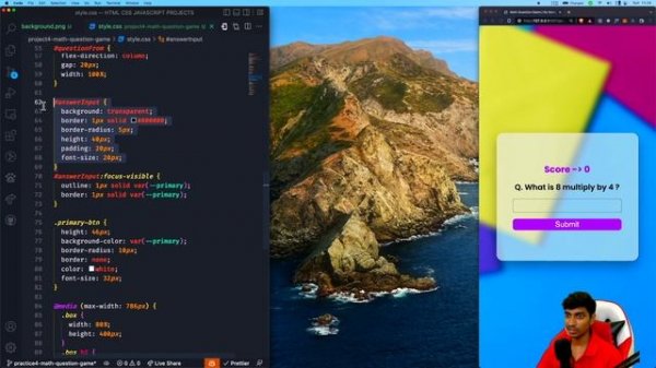 #4.1 Math Quiz App  |  10 HTML CSS JAVASCRIPT Practice Projects for Beginners | HINDI