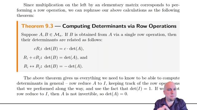 Linear Algebra - Lecture 35: Computing the Determinant (via Gaussian Elimination) смотреть онлайн