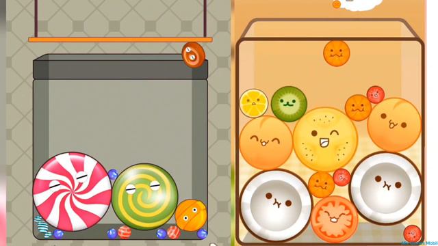 Watermelon Game Vs Merge Candy Can ASMR (Suika Game Fruits 2048)