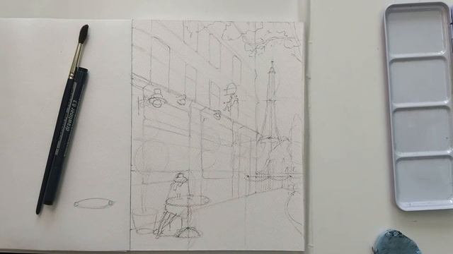 Рисую город Париж карандашом смотреть онлайн