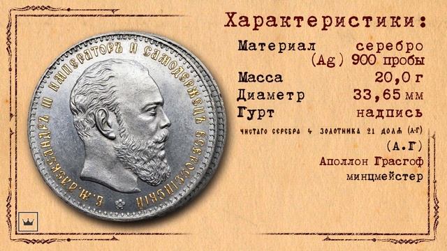 Монета 1 рубль 1886 года, АГ