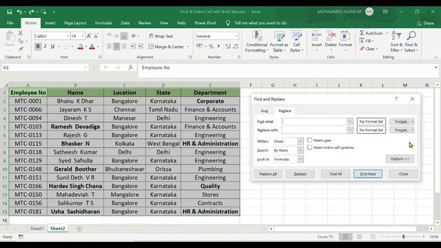 Find & Select Cell with Bold Text | Excel Malayalam смотреть онлайн