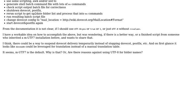 Change existing dovecot maildir installation from m-UTF7 charset to UTF8 to avoid breaking TAB смотреть онлайн