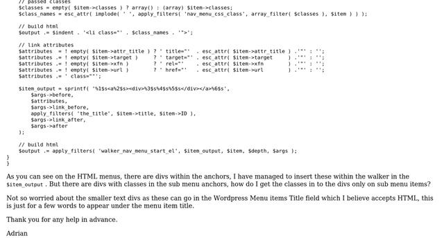 Wordpress: Custom nav walker with different output depending on depth смотреть онлайн