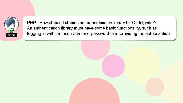 PHP : How should I choose an authentication library for CodeIgniter? смотреть онлайн
