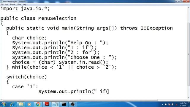 Menu Selection Using Do While Example In Java Program смотреть онлайн
