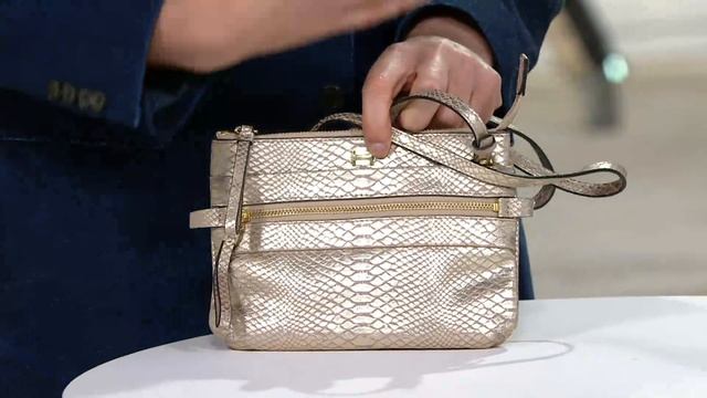 H by Halston Metallic Python Embossed Crossbody Handbag on QVC смотреть онлайн
