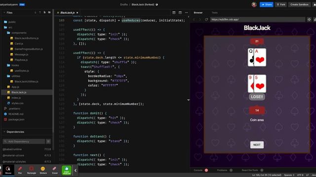 Blackjack Game written in react hooks смотреть онлайн