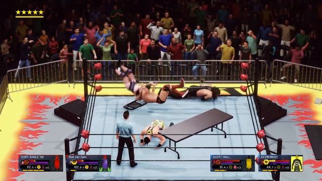 Crazy Match!!! Nash & Hall vs RVD & Kurt Angle Extreme rules Tag Team WWE 2K20 смотреть онлайн