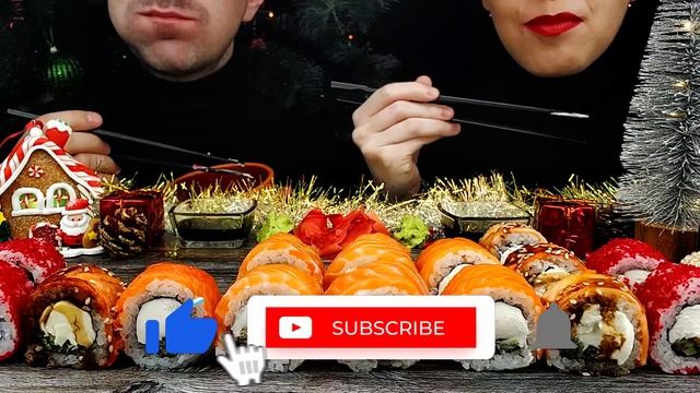 ASMR SUSHI PHILADELPHIA ? rolls with fresh and smoked salmon, baked, with sesame, with masago cavia смотреть онлайн