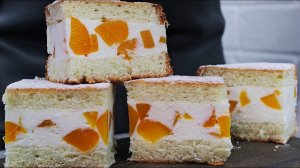 Торт с нежным творожным кремом и персиками. Простой летний торт