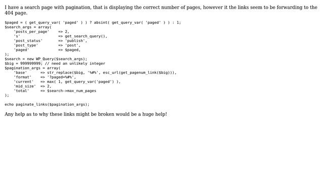 Wordpress: Wordpress search page pagination displaying but not functional смотреть онлайн