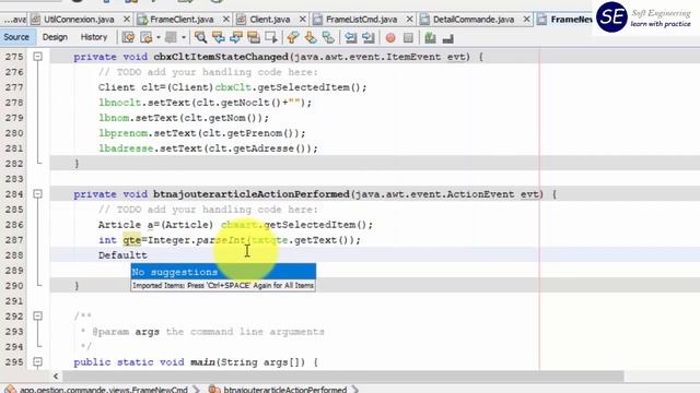 [PART6] DÉVELOPPER UNE APPLICATION DE GESTION DE COMMANDE EN JAVA (Formulaire nouvelle commande) смотреть онлайн