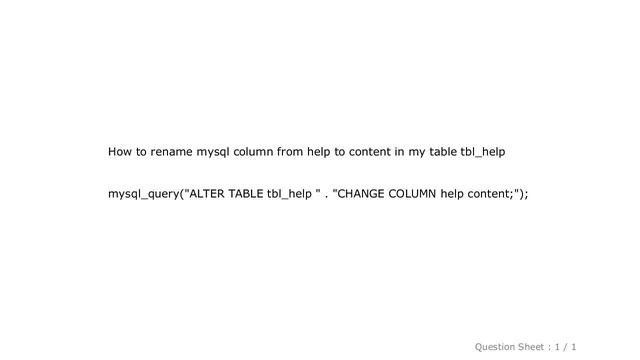 MySQL : MySQL - Rename Column смотреть онлайн