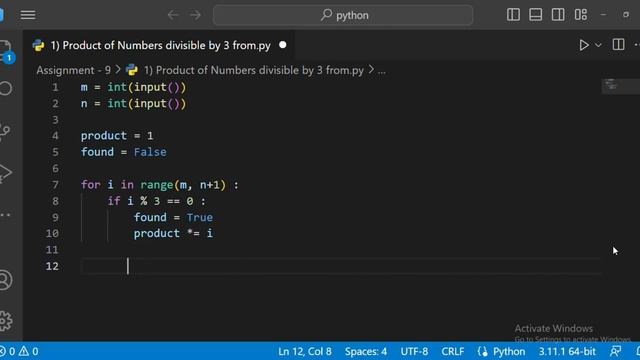 Product of Numbers divisible by 3 from M to N | ASSIGNMENT - 9 | Python | CCBP 4.0 | Newly смотреть онлайн