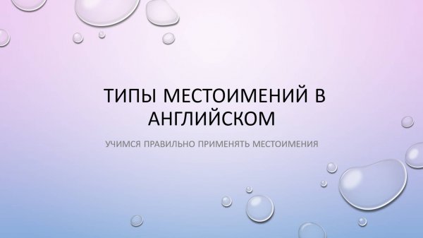 Типы местоимений в английском + специальные вопросы с глаголом to be