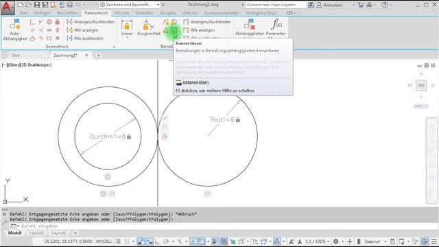 AutoCAD das verwenden parametrischer Bemaßungen und der Parameter-Manager смотреть онлайн
