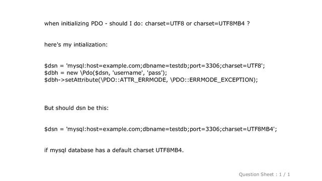 MySQL : when initializing PDO - should I do: charset=UTF8 or charset=UTF8MB4? смотреть онлайн
