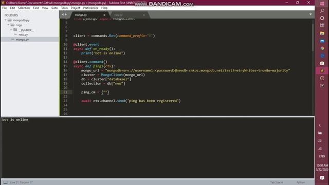Discord.py pymongo(mongodb) starter tutorial смотреть онлайн