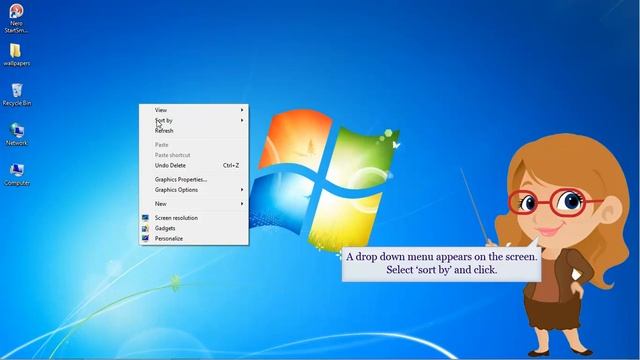 Windows 7- Arranging Icons on the Desktop смотреть онлайн