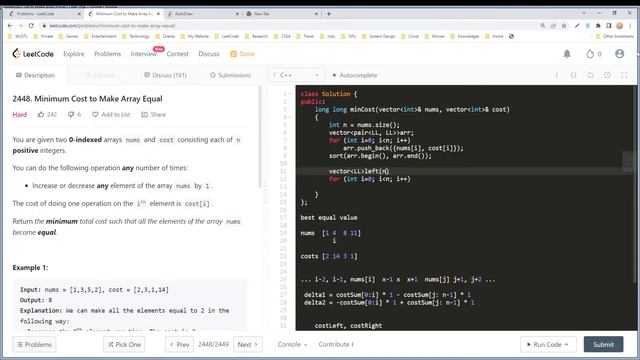 【每日一题】LeetCode 2448. Minimum Cost to Make Array Equal смотреть онлайн