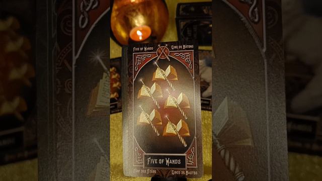 5 жезлов обзор и значение карт Таро Liza Parker "Taro Familiars", #АрканfiveofWands# смотреть онлайн