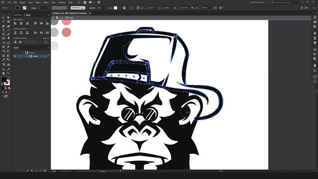 Adobe Illustrator Process: Gorilla Head Mascot Logo | Speed Art смотреть онлайн