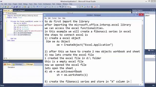 How to connect Excel to NET using Fibonacci series example смотреть онлайн