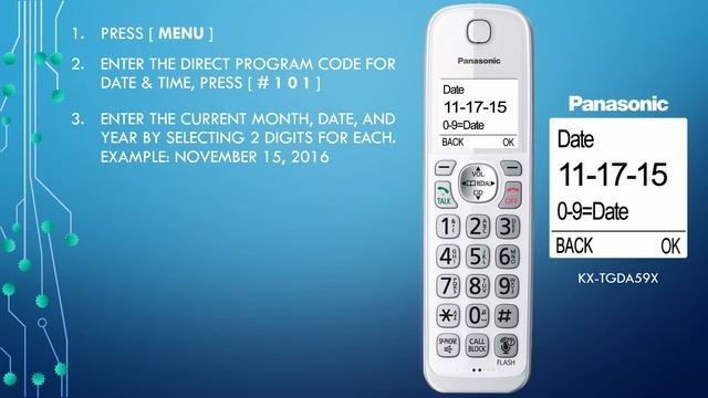 Panasonic - Telephones - KX-TGD592, KX-TGD593 - How to Set the date and time. смотреть онлайн