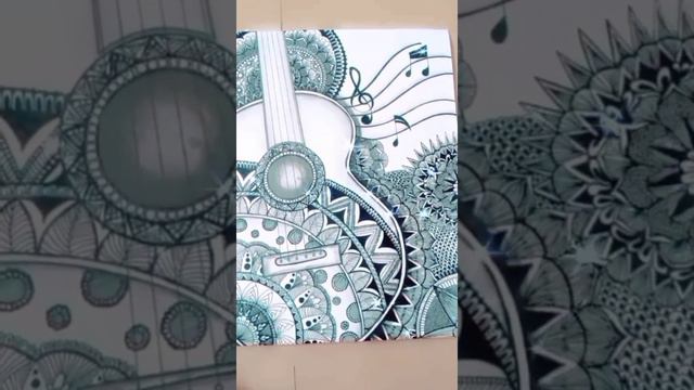 How to draw Mandala art of Guitar🎸 & music notes...🎼|Zentangle art | Easy drawing 🖍️ смотреть онлайн