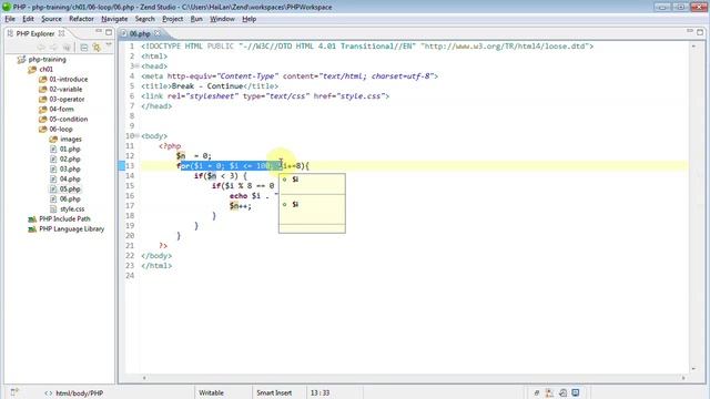 Tự học PHP - 14 Vòng lặp - 05 Break & Continue смотреть онлайн