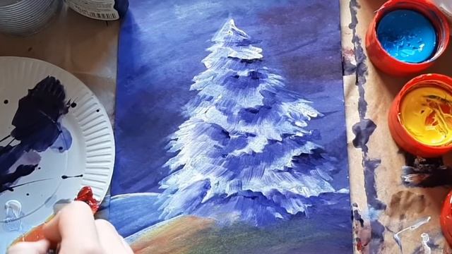 Новогодняя ЁЛОЧКА |Как нарисовать|Рисование для начинающих| смотреть онлайн