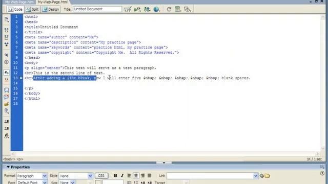 HTML Tutorial Inserting Blank Space Training Lesson 3.4 смотреть онлайн
