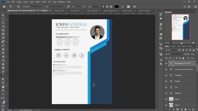 Elegent Cv/Resume Design in Adobe Photoshop[Speed Art] смотреть онлайн