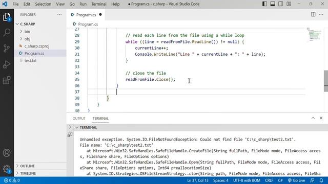 C# 31: Handle a FileNotFoundException when opening a file for reading смотреть онлайн