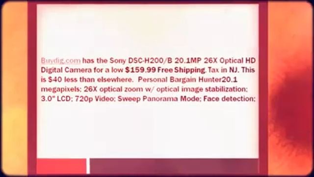 Sony DSC-H200/B 20.1MP 26X Optical HD Digital Camera $159.99 смотреть онлайн