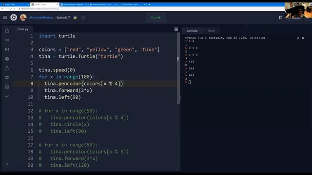 How to control colors with list indexing and modulo operation. Python code for kids - Episode7 смотреть онлайн