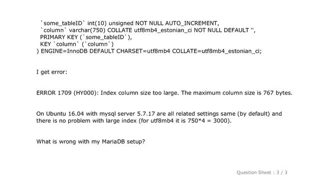 MySQL : How to enable large index in MariaDB 10? смотреть онлайн