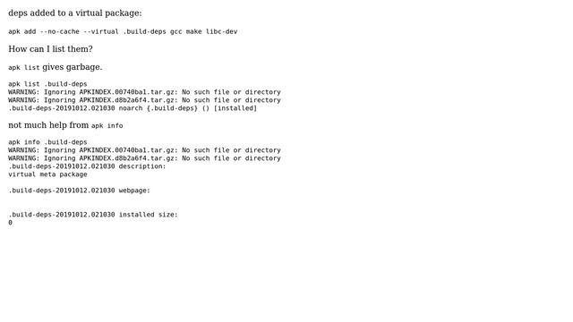 How to list all the dependencies inside an apk virtual package name? смотреть онлайн