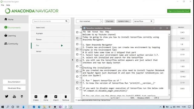 How to install Tensorflow using Anaconda Navigator in Windows 10 смотреть онлайн