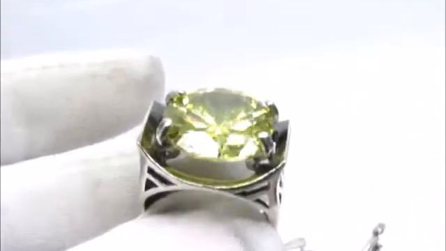 Гарнитур серьги и кольцо с большими желтыми фианитами 2214 смотреть онлайн