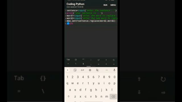 Python program to replace a word in a sentence смотреть онлайн