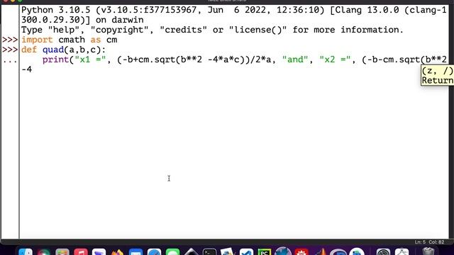 How to create a function to solve quadratic equations with Python смотреть онлайн