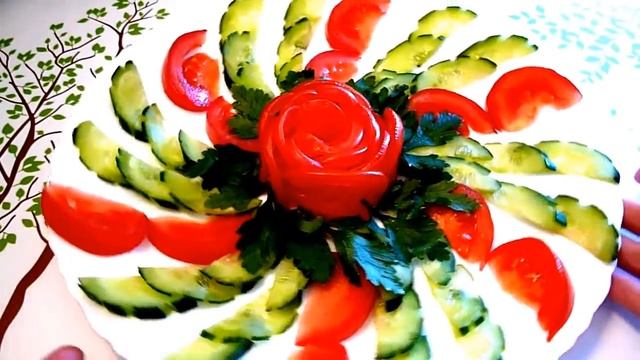 ЛУЧШИЕ ЛАЙФХАКИ! Как красиво нарезать огурцы и помидоры! Украшения тарелки! Много идей! смотреть онлайн