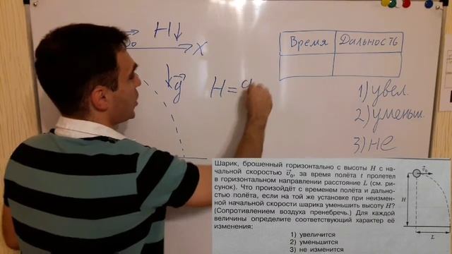Шарик, брошенный горизонтально с высоты H с начальной скоростью смотреть онлайн
