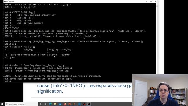Base de données : POSTGRESQL - Types personnalisés et héritage смотреть онлайн