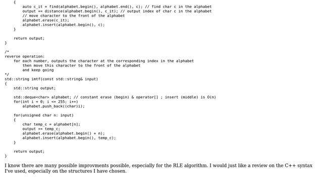 Code Review: Run Length Encoding (RLE) and Move To Front (MTF) in C++ смотреть онлайн