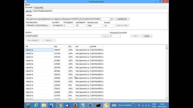 InviDownloader 1.0.0.2  - Example Download TS Segmented