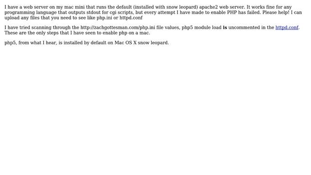 Apple: What is wrong with my PHP on my apache2 web server (OS X 10.6) смотреть онлайн